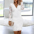 Elegant Ladies Wrap Bodycon Dress with Soft Lace Long Sleeves for Parties and Daily Wear